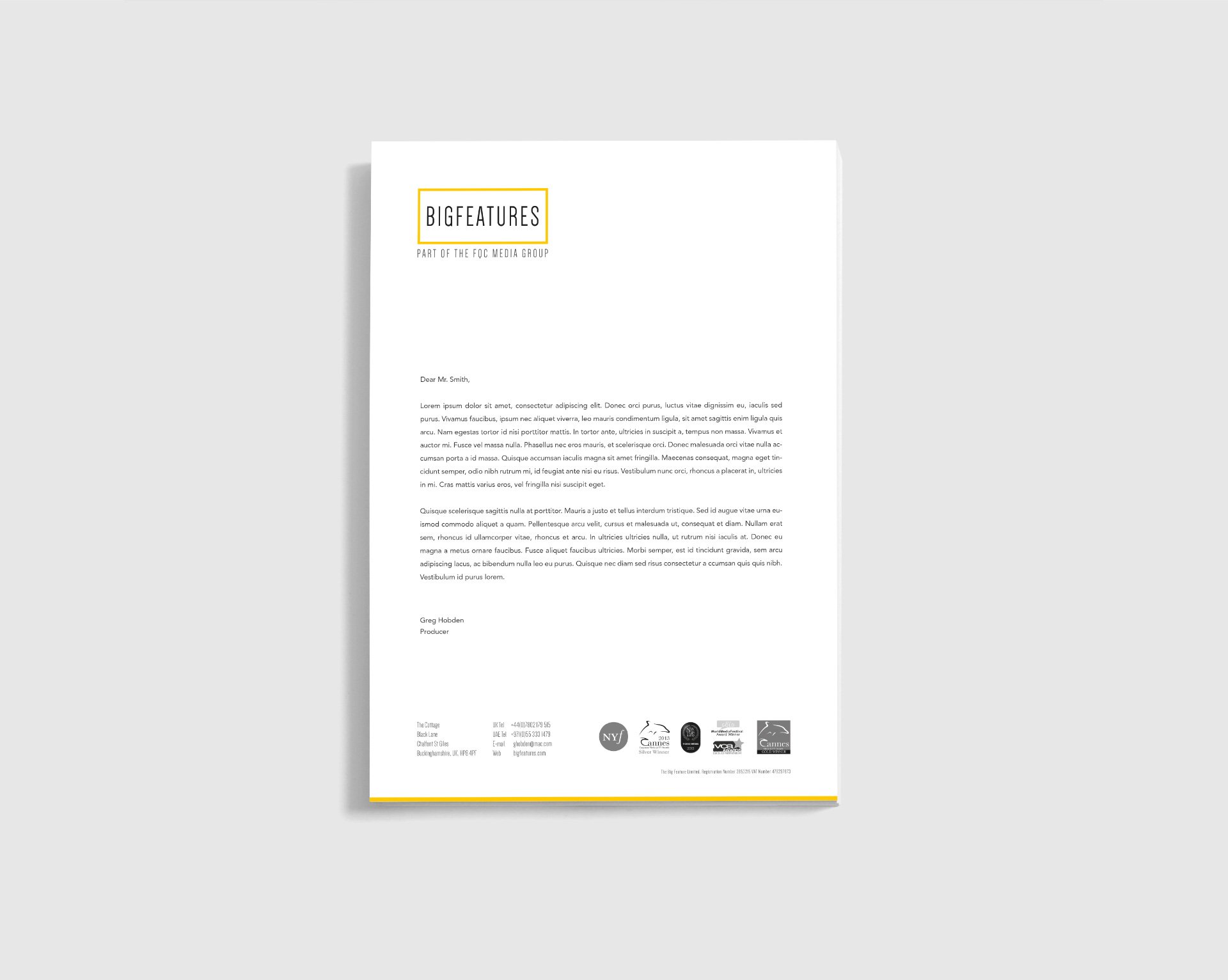 Big Features. - 02 stationery mockup